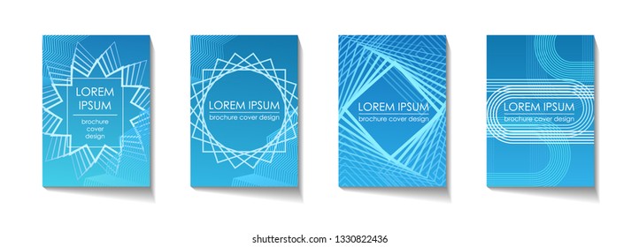 Brochure cover design template set, A4 standard size format, colorful gradient background