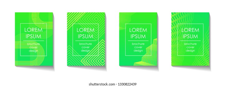 Brochure cover design template set, A4 standard size format, colorful gradient background