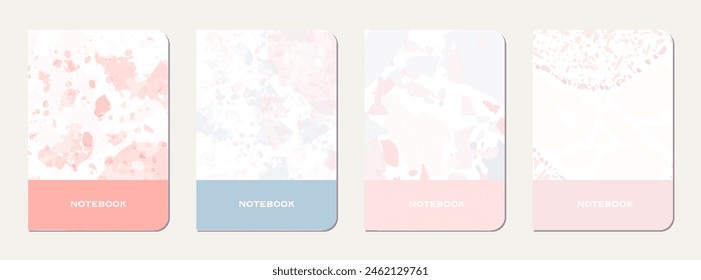 Brochure cover design. Terrazzo abstract background made of natural stones, granite, quartz and marble. Venetian terrazzo texture brochure template.