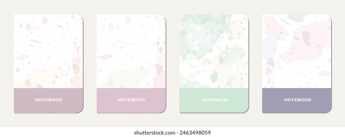 Brochure cover design. Terrazzo abstract background made of natural stones, granite, quartz and marble. Venetian terrazzo texture brochure template.