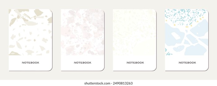 Brochure cover design. Terrazzo abstract background made of natural stones, granite, quartz and marble. Venetian terrazzo texture brochure template.