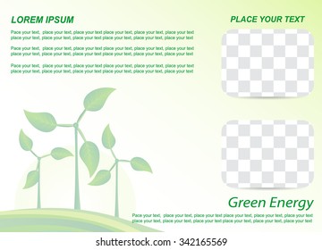 Brochure or cover design. Wind generator, green energy. 