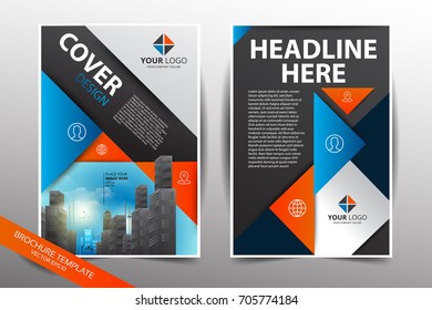 Brochure Cover , Flyer, Leaflet, Annual report & Pamphlet design template with city Background in A4 Size. Abstract Triangle background. Vector Illustration eps.10