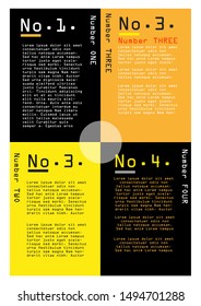 Brochure cover with four numbers part, easy graphic design style - vector