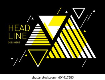 Brochure cover layout design with triangle shapes and line texture/ Dynamic abstract background