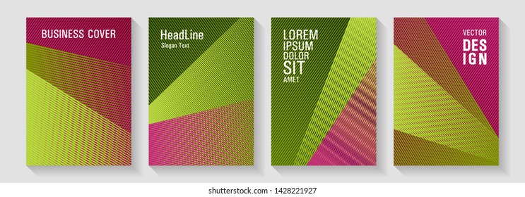 Brochure cover layouts halftone vector set. Party invitation flyer cool backgrounds. Digital stylish outlet backdrops. Futuristic publication papers. Future dynamic covers geometry set.