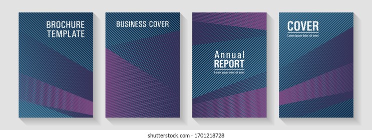 Broschüre Deckenlayouts mit halftone Vektorillustration Set. Titelbild der Bildungsanzeige. Schulpräsentation elegante Broschüren. Einfache Jährliche Berichterstattung verhöhnt. Bearbeitbare Web-Landing-Page-Grafiken.