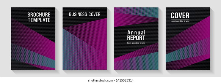 Brochure cover layouts vector geometrics. Bright business reports concept. Trendy stationery folder backgrounds. Advanced brand cover templates set. Cool triangles compositions.