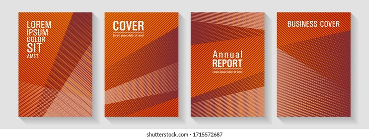 Diseño de portada de folleto geométricas vectoriales. Elegante juego de geometría comercial. Líneas de diseño de folleto de textura degradada. Folletos de promoción de marca para empresas. Concepto abstracto de catálogos de negocios.
