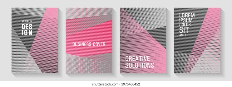 Brochure cover layouts vector geometrics. Advanced brand cover templates set. Futuristic journal mockups. Editable web landing page graphics. Advanced technological concept.