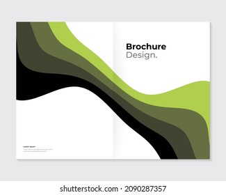 Brochure, cover, leaflet template design. Abstract green color folow on white background. Vector eps10