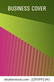 Brochure cover page layout geometric vector design. Stylish magazine vibrant leaflet. Vibrant gradient book backdrop. Thin stripes blend cover design. Party invitation flyer cool background.