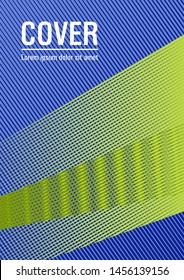 Brochure cover page layout halftone vector design. Editable web landing page graphics. Futuristic journal mockup. Elegant commercial cover geometry. Scientific journal concept.
