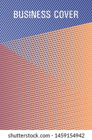 Brochure cover page layout halftone vector design. Creative leaflet backdrop. Cover with logo identity space. Bright business report concept. Lines gradient texture booklet layout.