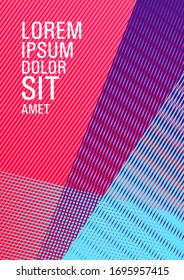 Brochure cover page layout halftone vector design. Fashionable branding cover design. Future geometric pattern Eps10 vector. Stylish magazine vibrant leaflet. Flat style booklet concept.