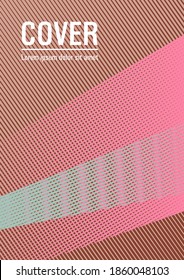 Brochure cover page layout halftone vector design. Future dynamic cover geometry. Advanced technological concept. Marketing catalog creative mockup. Flat style booklet concept.