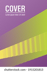 Diseño de portada de folleto de diseño de portada de medio tono de diseño vectorial. Folleto vibrante de revista elegante. Cubierta con espacio de identidad del logotipo. Fondo mínimo de presentación. El catálogo de marketing es una broma creativa.