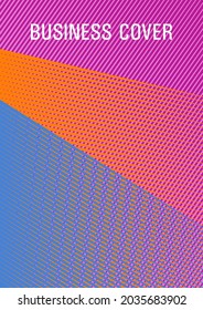 Brochure cover page layout halftone vector design. Advertising commercial magazine. Technological 2d backdrop. Triangle element layers modern pattern. Hipster art cover geometry.