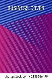 Brochure cover page layout halftone vector design. Editable web landing page graphics. Elegant commercial cover geometry. Corporate branding leaflet. Vibrant gradient book backdrop.