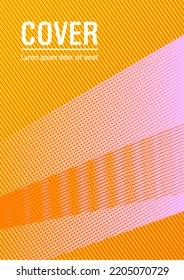 Brochure cover page layout halftone vector design. Stationery notebook cover design. Futuristic publication paper. Editable web landing page graphics. Tech diagonal elements backdrop.
