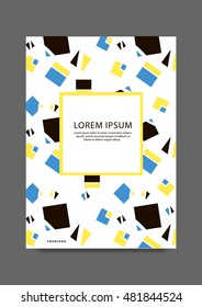 Brochure cover page template layout design, annual report, booklet, magazine, flyer, leaflet in A4 for business. Geometric pattern vector illustration in yellow and blue for business, frame for text