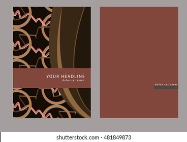 Brochure cover page template layout design, annual report, booklet, magazine, flyer, leaflet in A4 for business. Vector illustration with abstract geometric pattern and waves for cafe, food industry