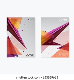 Brochure Cover Template Design / Annual Report, Book, Magazine, Poster in A4 with polygonal object / Lines, Dots, Triangle Concept For Business / Vector Background.
