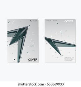 Brochure Cover Template Design / Annual Report, Book, Magazine, Poster in A4 with polygonal object / Lines, Dots, Triangle Concept For Business / Vector Background.