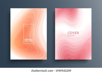 Brochure cover template layouts with abstract wave gradient design elements. Futuristic abstract modern pattern with fluid colors, soft wave shapes for your graphic design. Vector illustration.