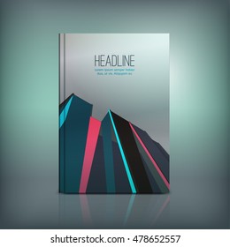 Brochure cover template. Modern background for poster, print, flyer, book, booklet, brochure and leaflet design. Editable graphic collection in blue, pink, silver and black colors