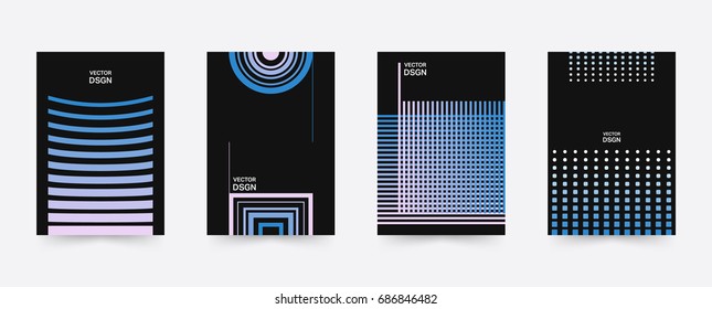 Brochure cover template set. Geometric design cover for magazine, printing products, flyer, presentation, brochures or booklet. Vector illustration.