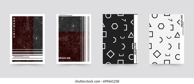 Brochure cover template set. Geometric background design covers for magazine, printing products, flyer, presentation, brochures or booklet. Vector illustration.