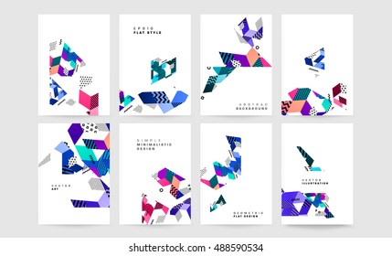 Brochure Cover Templates Collection, Annual Report, Flyer, Poster, Magazine Cover Geometric Design, vector illustration