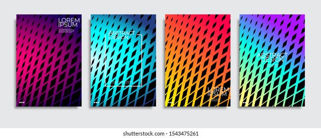 Brochure cover templates set. Minimal colorful gradient abstract background. A4 eps10 vector.