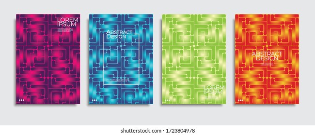 Brochure cover templates set. Minimal colorful gradient abstract cover background. A4 eps10 vector.