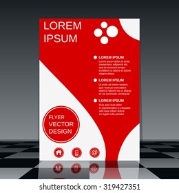 Brochure cover vector template. Booklet, mockup, business report, magazine cover, flyer, placard, banner, poster abstract vector design. A4 size. Red and white.