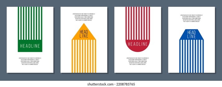 brochure cover vector template, education notepad or science catalog design, four colors posters set