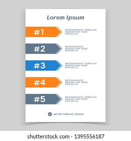 Brochure cover or web banner design with numbered steps. Vector illustration