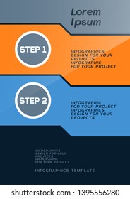 Brochure cover or web banner design with numbered steps. Vector illustration