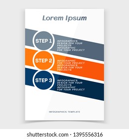 Brochure cover or web banner design with numbered steps. Vector illustration