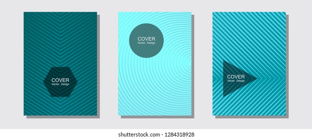 Brochure covers, posters, banners vector templates. Scientific style mix. Halftone lines music poster background. Music placards. Geometric graphic design for booklet brochure covers.