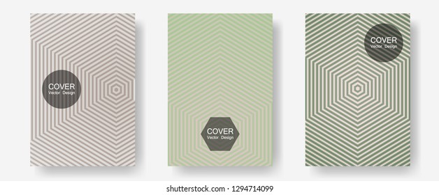 Brochure covers, posters, banners vector templates. Vibrant tech mockups. Halftone lines annual report templates. Minimalist geometry. Geometric graphic design for booklet brochure covers.