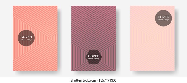 Brochure covers, posters, banners vector templates. Music album adverts. Halftone lines annual report templates. Trendy magazines. Geometric graphic design for booklet brochure covers.