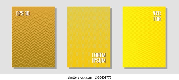 Brochure covers, posters, banners vector templates. Corporate catalogs. Zigzag halftone lines wave stripes backdrops. Minimalistic journals. Geometric graphic design for booklet brochure covers.