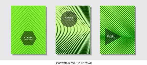 Brochure covers, posters, banners vector templates. Neoteric composition. Halftone lines music poster background. Music placards. Geometric graphic design for booklet brochure covers.