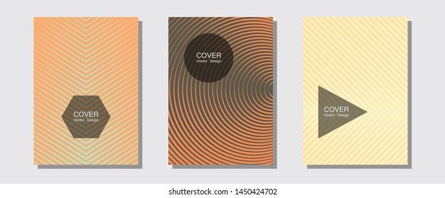 Brochure covers, posters, banners vector templates. Contemporary collection. Halftone lines music poster background. Minimal booklets. Geometric graphic design for booklet brochure covers.