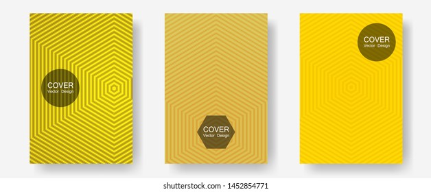 Brochure covers, posters, banners vector templates. Presentation backdrops. Halftone lines annual report templates. Digital collection. Geometric graphic design for booklet brochure covers.