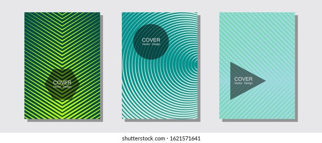 Brochure covers, posters, banners vector templates. Music placards. Halftone lines music poster background. Musical album adverts. Geometric graphic design for booklet brochure covers.