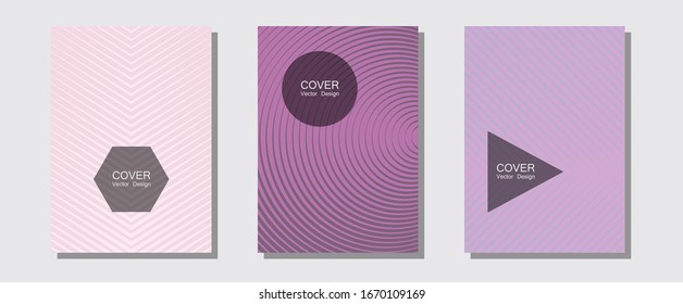 Brochure covers, posters, banners vector templates. Technicolor composition. Halftone lines music poster background. Modern branding. Geometric graphic design for booklet brochure covers.
