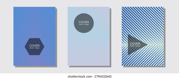 Brochure covers, posters, banners vector templates. Laconic business cards. Halftone lines music poster background. Modern branding. Geometric graphic design for booklet brochure covers.